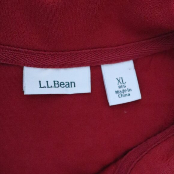 L.L. Bean Quilted 1/4 Zip Red XL Faux Leather Pullover Long Sleeve Sweater - Picture 13 of 13